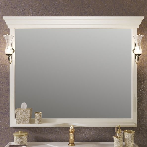 Зеркало Opadiris Риспекто 120 слоновая кость, с полкой и выключателем