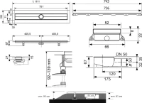 Душевой трап (лоток) TECE Drainline TECEdrainline 80 см стекло зеленое