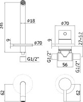 Смеситель для раковины Paffoni Light LIG007BO70 С ВНУТРЕННЕЙ ЧАСТЬЮ
