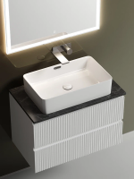Тумба с раковиной Sancos Snob T 80 см, bianco, столешница черный мрамор, раковина CN5025