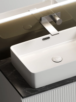 Тумба с раковиной Sancos Snob T 80 см, bianco, столешница черный мрамор, раковина CN5025