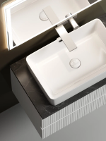 Тумба с раковиной Sancos Snob T 80 см, bianco, столешница черный мрамор, раковина CN5025