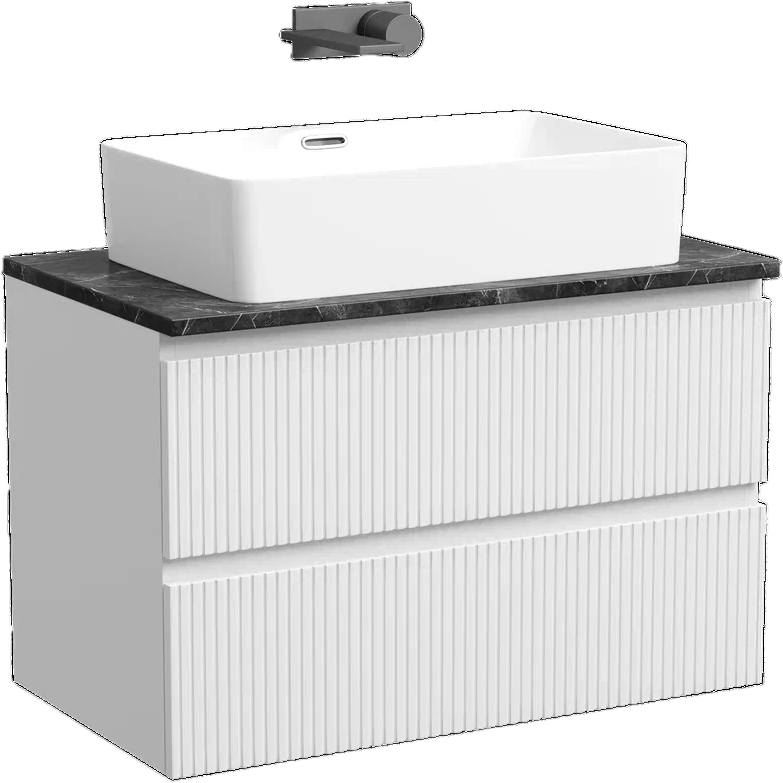 Тумба с раковиной Sancos Snob T 80 см, bianco, столешница черный мрамор, раковина CN5025