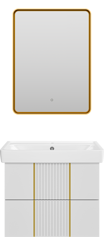 Мебель для ванной комнаты Brevita Vega 70 подвесная, белая, золото