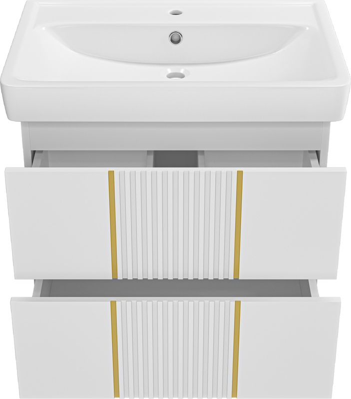 Мебель для ванной комнаты Brevita Vega 70 подвесная, белая, золото
