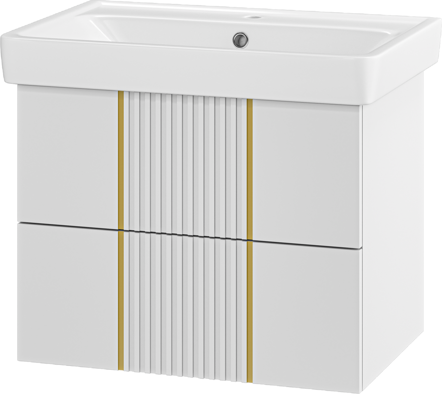 Мебель для ванной комнаты Brevita Vega 70 подвесная, белая, золото