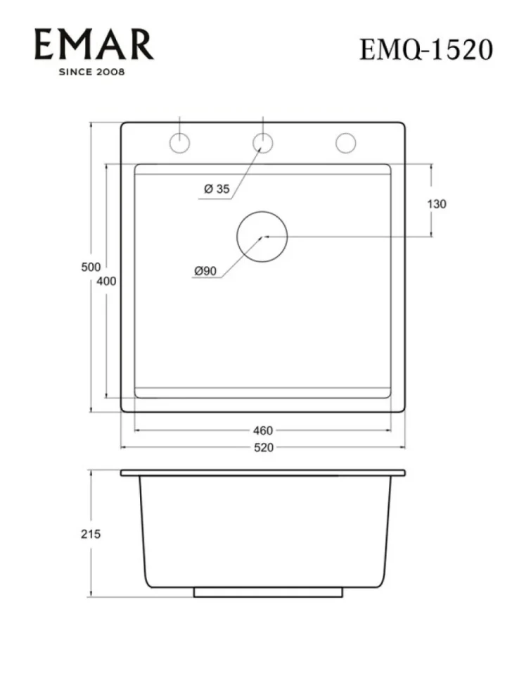 Мойка кухонная Emar Quartz EMQ-1520.Q Оникс