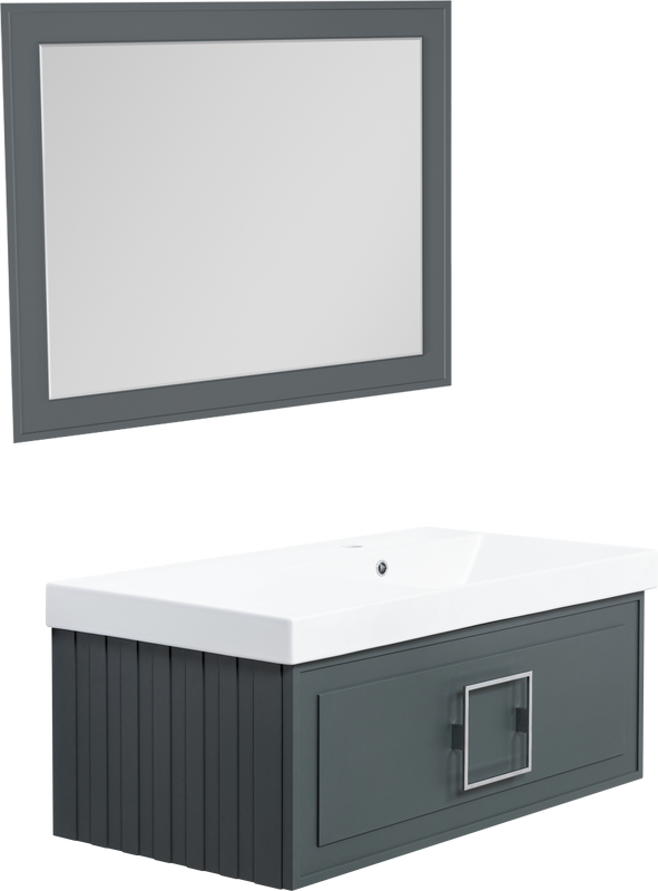 Мебель для ванной комнаты La Fenice Cubo 90 R серая, ручка хром