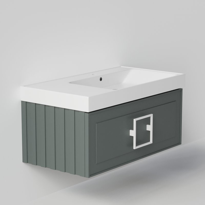 Мебель для ванной комнаты La Fenice Cubo 90 R серая, ручка хром