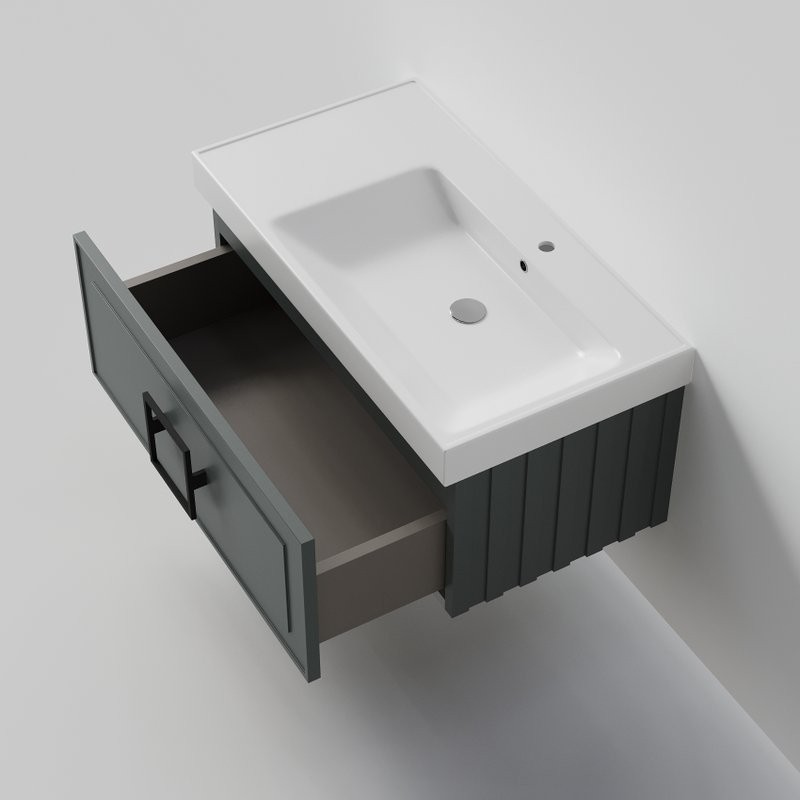 Мебель для ванной комнаты La Fenice Cubo 90 R серая, ручка хром