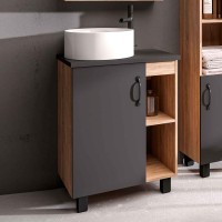 Тумба под раковину со столешницей Grossman Флай 60 дуб сонома, серая