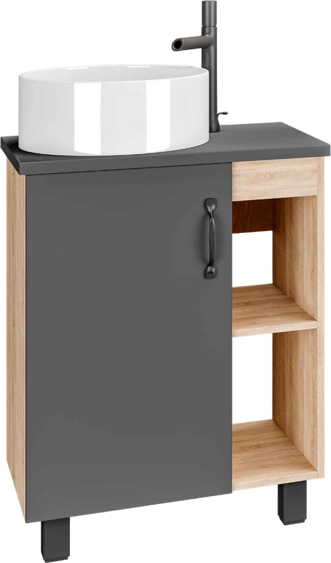 Тумба под раковину со столешницей Grossman Флай 60 дуб сонома, серая