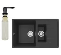 Мойка кухонная Ulgran U-205 344 ультра-черная + дозатор U-02 черный