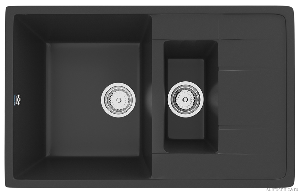 Мойка кухонная Ulgran U-205 344 ультра-черная + дозатор U-02 черный