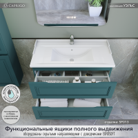 Тумба с раковиной Caprigo Wales 90 изумрудно-бирюзовая