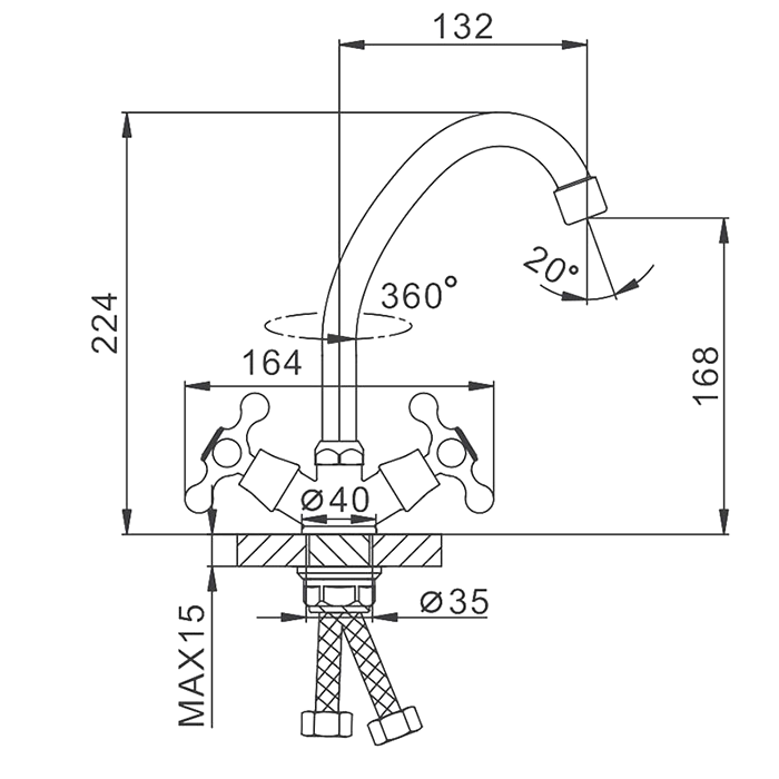 Смеситель для кухни Frap H20 F4020-2 хром