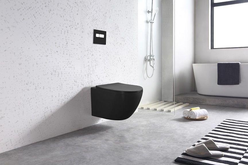 Унитаз подвесной Art&Max Ovale AM011CHR-MB/SC безободковый, с микролифтом, черный