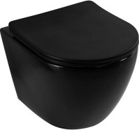 Унитаз подвесной Art&Max Ovale AM011CHR-MB/SC безободковый, с микролифтом, черный
