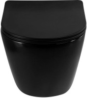 Унитаз подвесной Art&Max Ovale AM011CHR-MB/SC безободковый, с микролифтом, черный