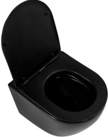 Унитаз подвесной Art&Max Ovale AM011CHR-MB/SC безободковый, с микролифтом, черный