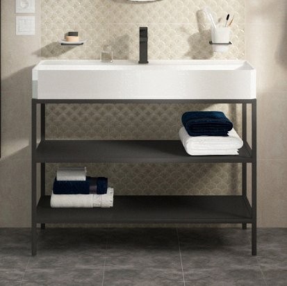 Консоль Cezares Cadro 80, 2-х ярусная, напольная, черные полки