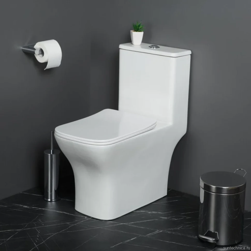 Унитаз-моноблок напольный BelBagno Neon BB8617CPR-MN/SC безободковый, с микролифтом