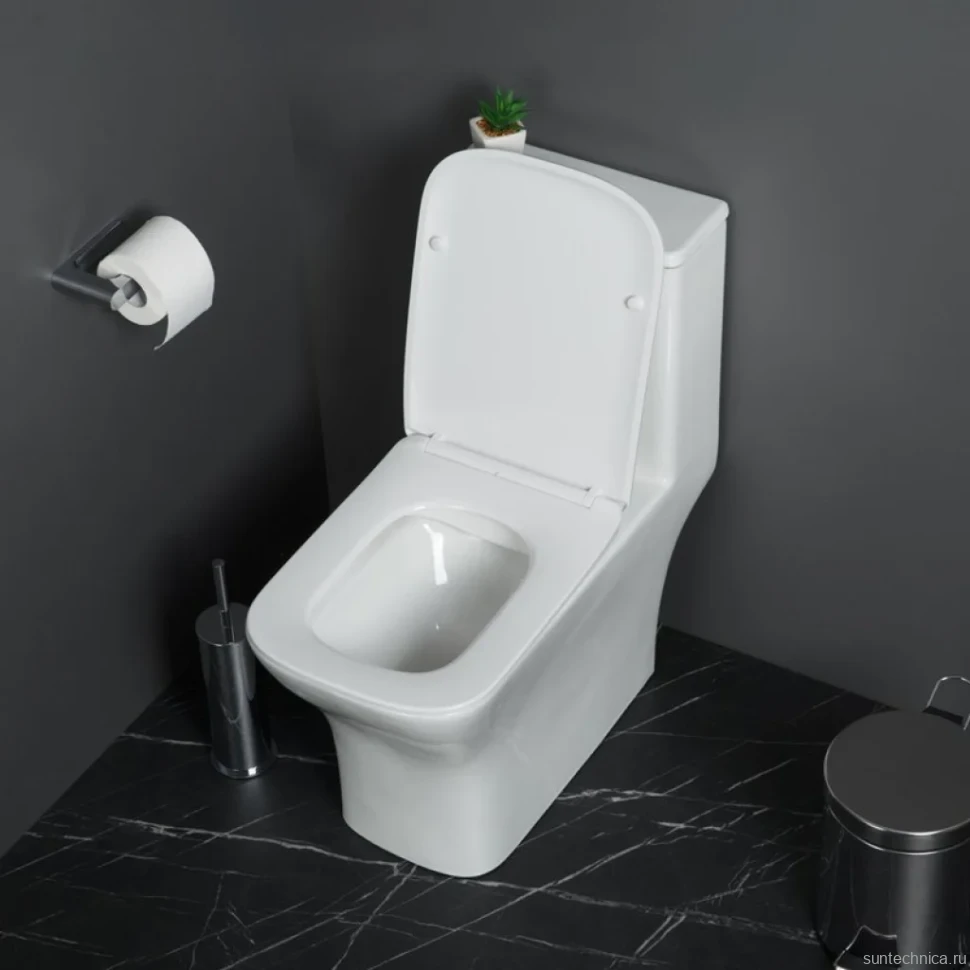 Унитаз-моноблок напольный BelBagno Neon BB8617CPR-MN/SC безободковый, с микролифтом