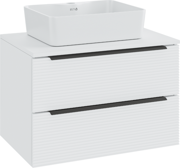 Тумба с раковиной Runo Орлеан 70 белая матовая, белый глянец, раковина Lavello 50