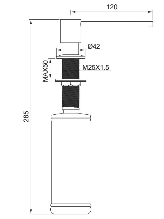 Дозатор для кухонной мойки AltroBagno Flusso 080502BG матовое золото