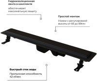 Душевой трап (лоток) RGW Drain Leo-31 черный, 40 см