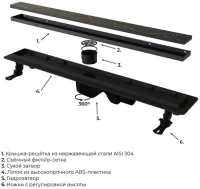 Душевой трап (лоток) RGW Drain Leo-31 черный, 40 см