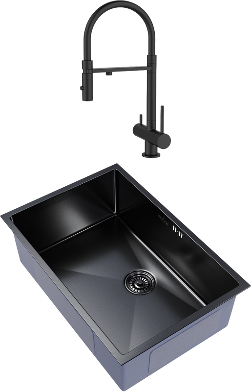 Комплект Мойка Mixline 548573 черный графит + Смеситель IDDIS Ace ACEBLFFi05 черный матовый, с гибким изливом