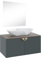 Мебель для ванной комнаты Runo Андорра 85 графит, дуб коньячный, раковина Poligono 65