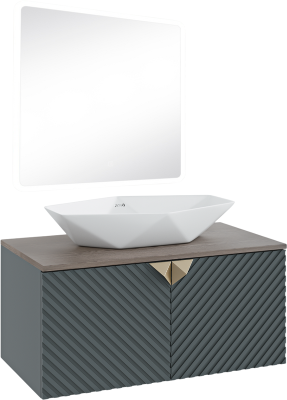 Мебель для ванной комнаты Runo Андорра 85 графит, дуб коньячный, раковина Poligono 65
