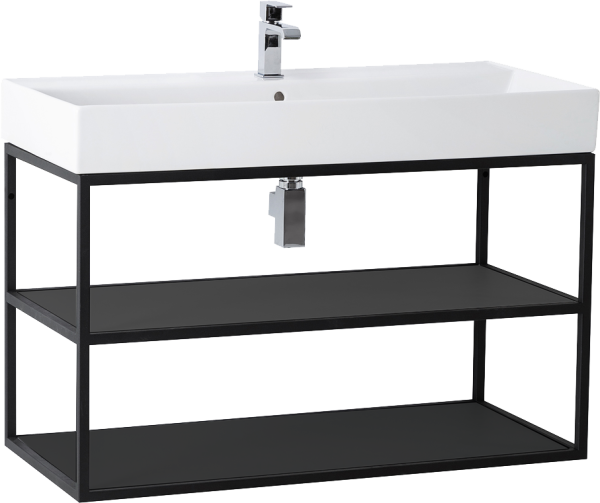 Консоль Cezares Cadro 100, 2-х ярусная, подвесная, черные полки