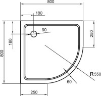 Поддон для душа Cezares Tray TRAY-A-R-80-550-15-W R 80x80, с сифоном