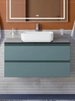 Тумба под раковину со столешницей BelBagno Kraft 100 подвесная, матовая голубая, столешница kep-100-mno
