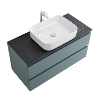 Тумба под раковину со столешницей BelBagno Kraft 100 подвесная, матовая голубая, столешница kep-100-mno