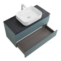 Тумба под раковину со столешницей BelBagno Kraft 100 подвесная, матовая голубая, столешница kep-100-mno