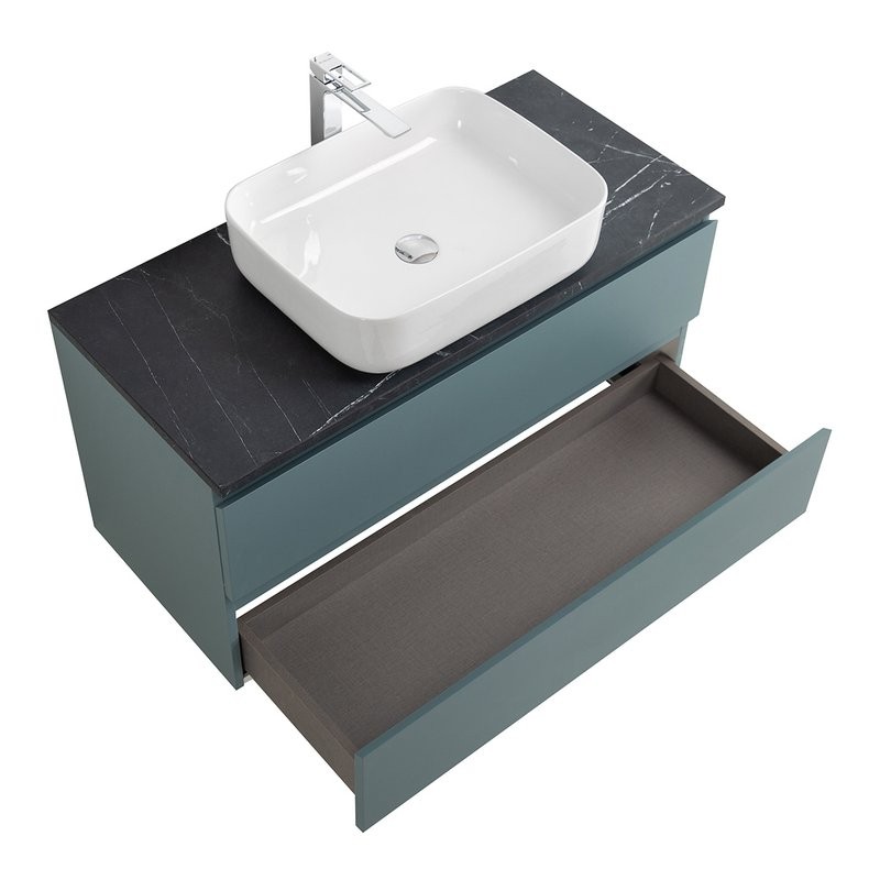 Тумба под раковину со столешницей BelBagno Kraft 100 подвесная, матовая голубая, столешница kep-100-mno