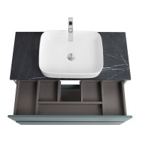 Тумба под раковину со столешницей BelBagno Kraft 100 подвесная, матовая голубая, столешница kep-100-mno