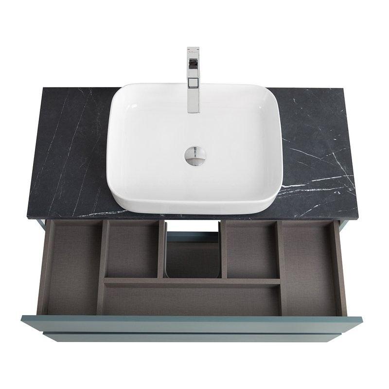 Тумба под раковину со столешницей BelBagno Kraft 100 подвесная, матовая голубая, столешница kep-100-mno