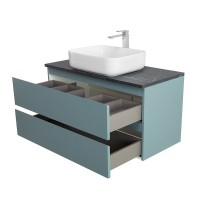 Тумба под раковину со столешницей BelBagno Kraft 100 подвесная, матовая голубая, столешница kep-100-mno