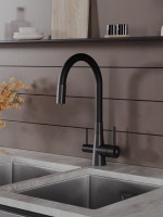 Смеситель для кухни Agger Elegant A3230344 с гибким изливом, черный матовый