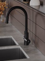 Смеситель для кухни Agger Elegant A3230344 с гибким изливом, черный матовый