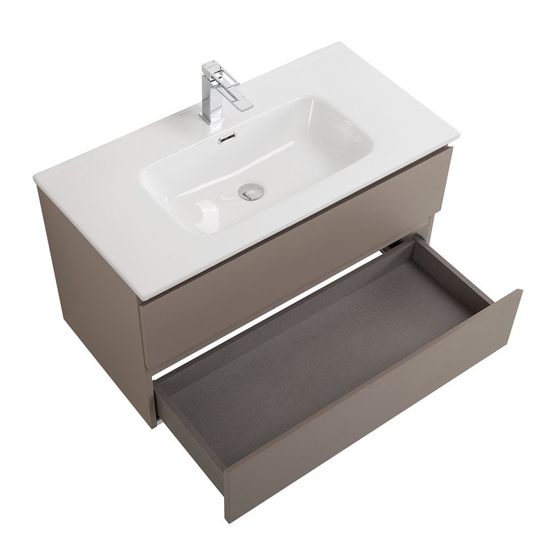 Тумба с раковиной BelBagno Kraft 90 подвесная, матовая бежевая, раковина bb900etl