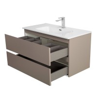 Тумба с раковиной BelBagno Kraft 90 подвесная, матовая бежевая, раковина bb900etl