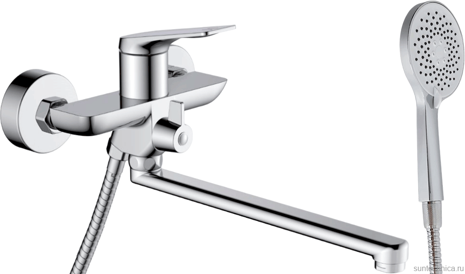 Смеситель с длинным изливом для ванны Haiba HB22816 хром