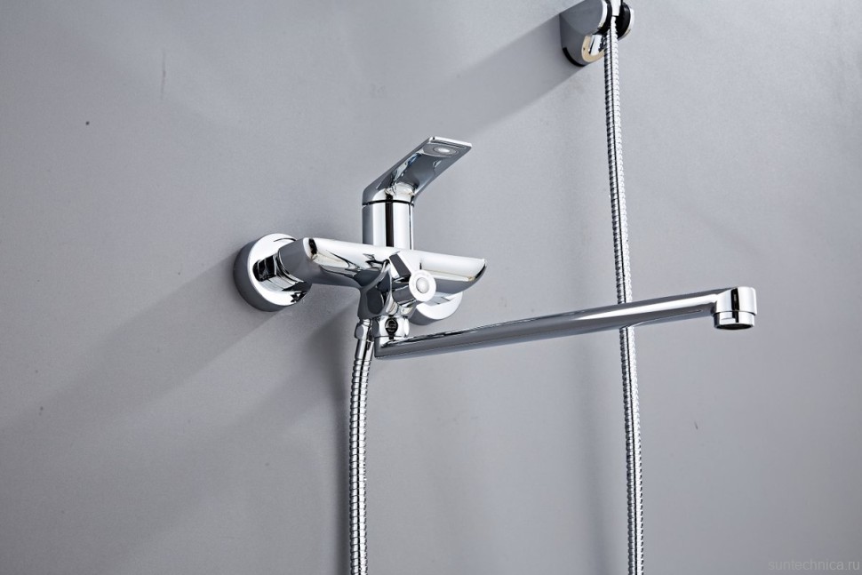 Смеситель с длинным изливом для ванны Haiba HB22816 хром