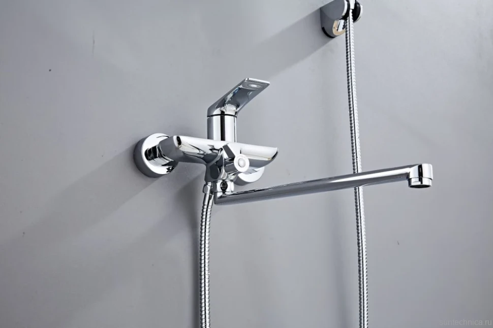Смеситель с длинным изливом для ванны Haiba HB22816 хром